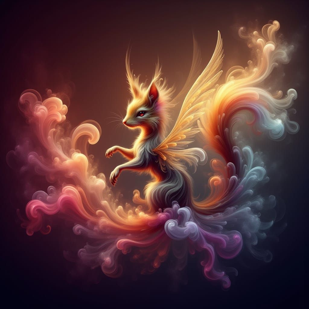 Celestial Squirrel Drifting Through Nebula in Fantasy Art St...