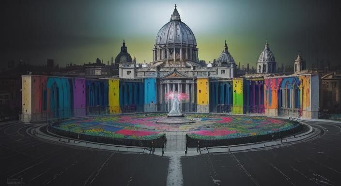 Vatican Square in Graffiti Art Style