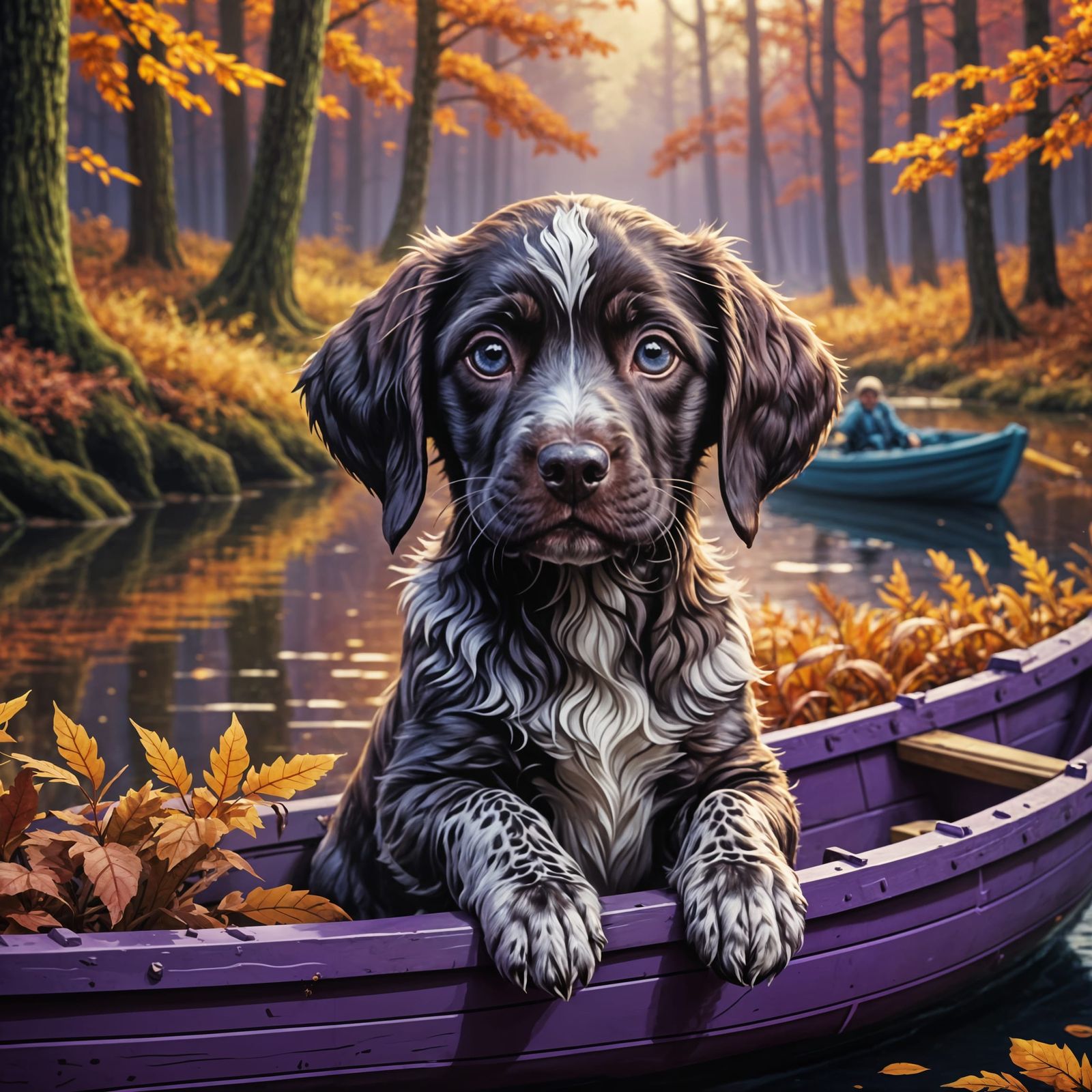 Pixel Art: Adorable Puppy in Tiny Rowboat