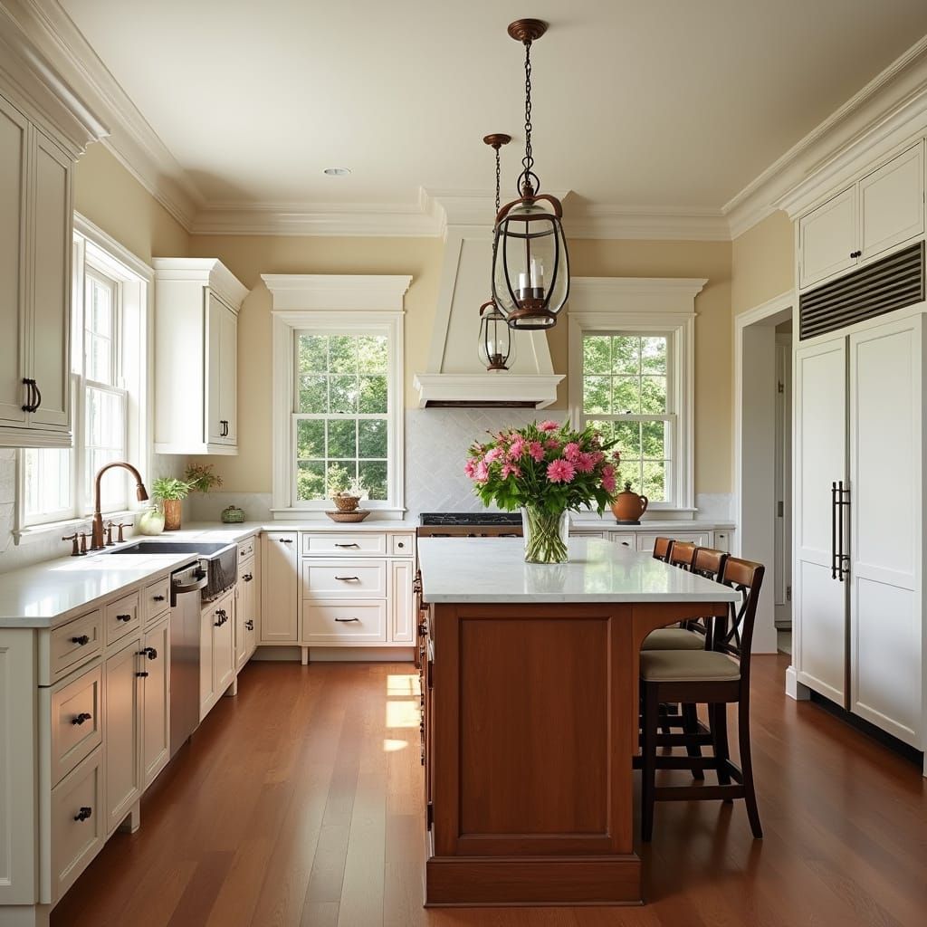 Colonial-Style Kitchen with Elegant Accents