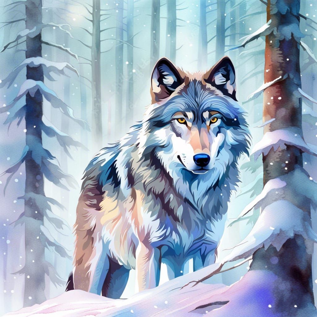 A wolf in a frozen forest 🐺