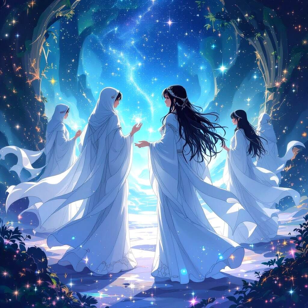 Celestial Realm of Souls in Cel-Shaded Style