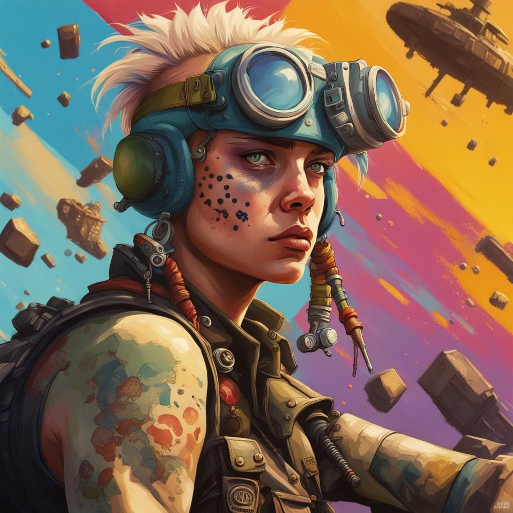 Hyperrealistic Tank Girl Concept Art in Splash Art Style
