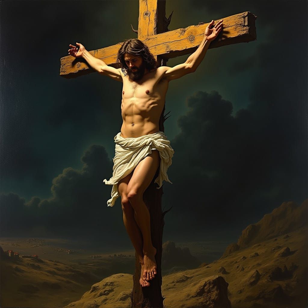 Jesus Christ on the Cross in Dramatic Baroque Style