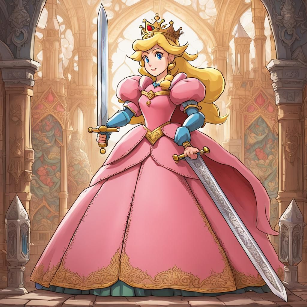 Princess Peach: Medieval Queen with Great Sword