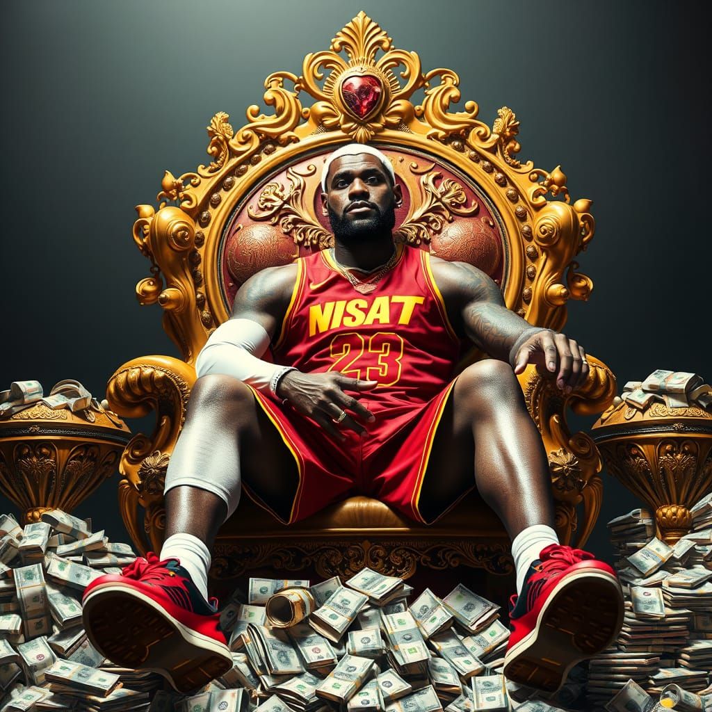LeBron on Jeweled Throne in Pop Art Style