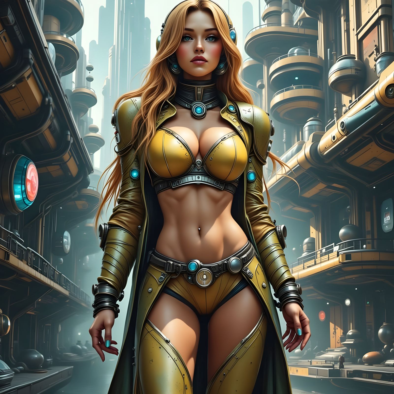 Space Huntress in Abandoned Town: Art Nouveau Style