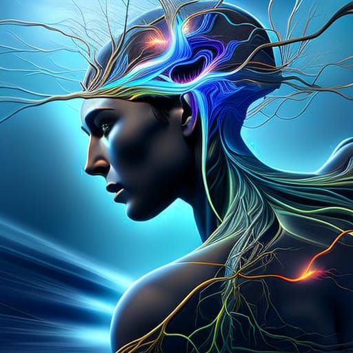 Electric Neuron Synapses in Human Brain Illustration