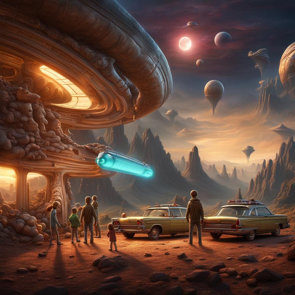 Alien Family Vacation in Hyperrealistic 3D