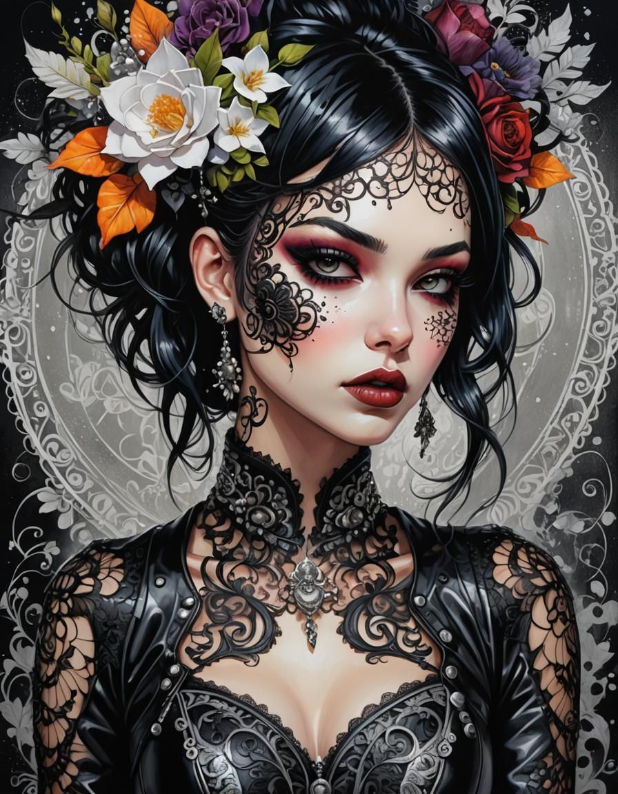 Punk Girl in Vibrant Anime Art Style