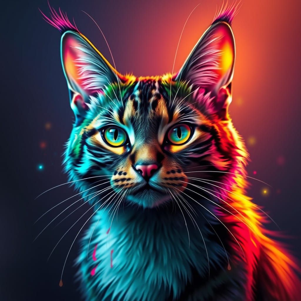 Graffiti Cat Illuminated in Triadic Colors
