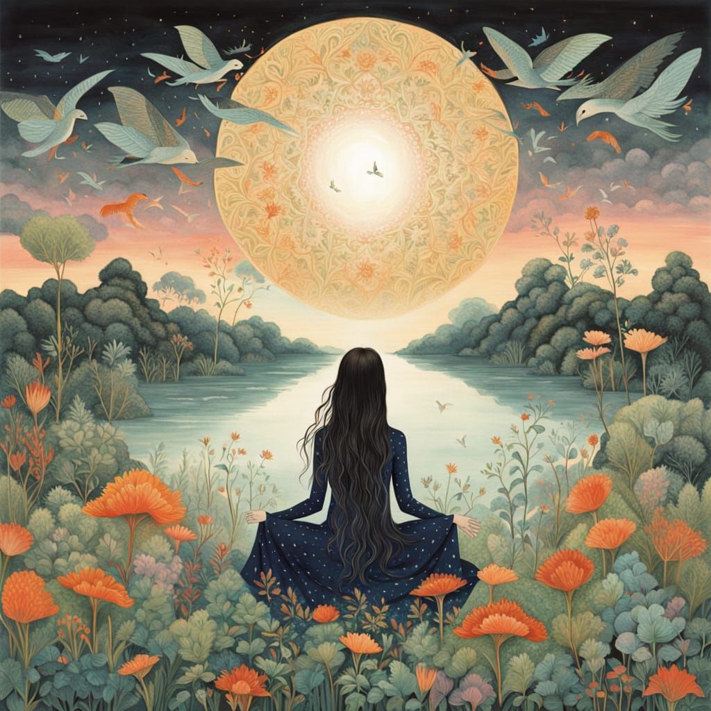 Ethereal Goddess Emerges from Dreamlike Fantasy Realm