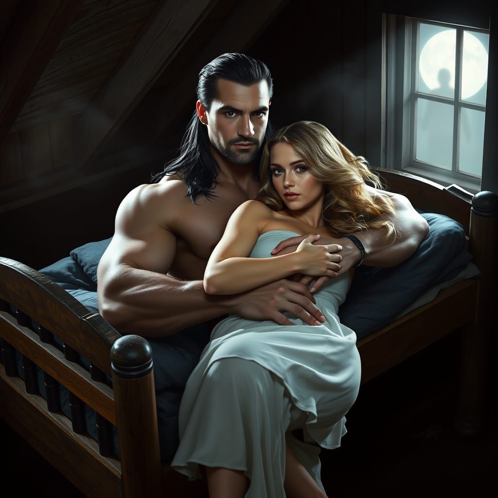 Serene Warrior in Attic Shadows