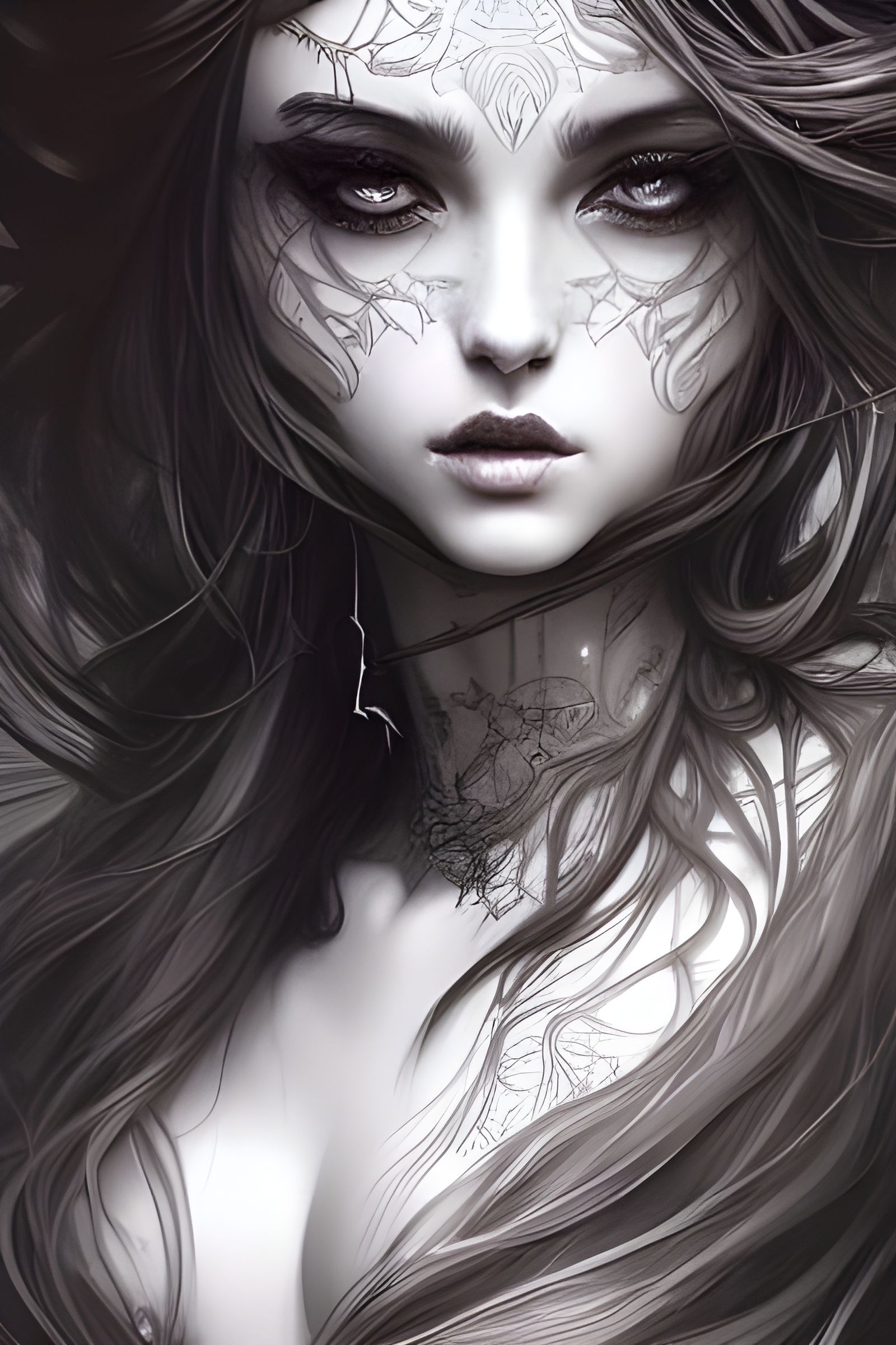 Tattooed Goddess Portrait in Hyper-Realistic Style