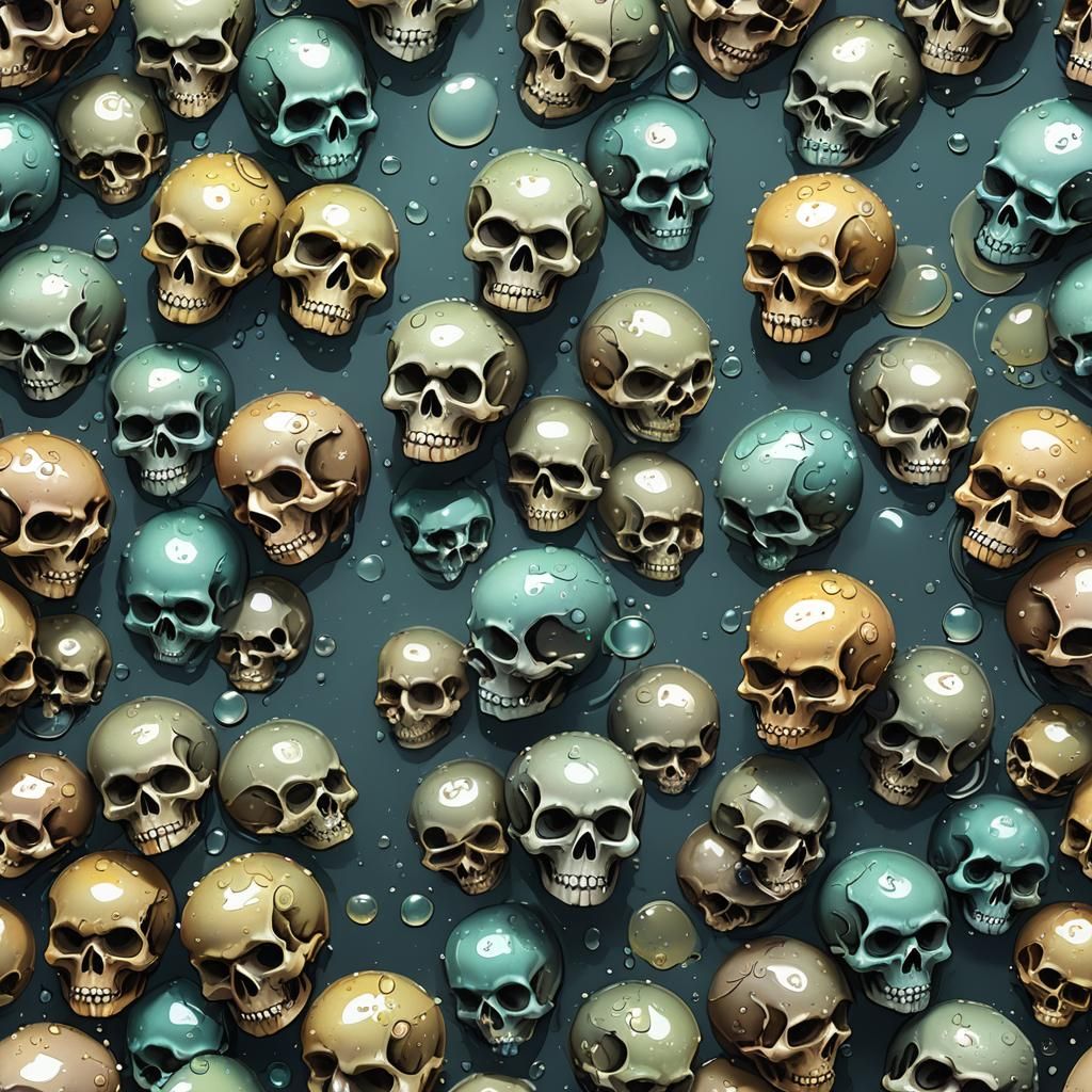 Hyperrealistic Dew Drops Shaped Like Skulls