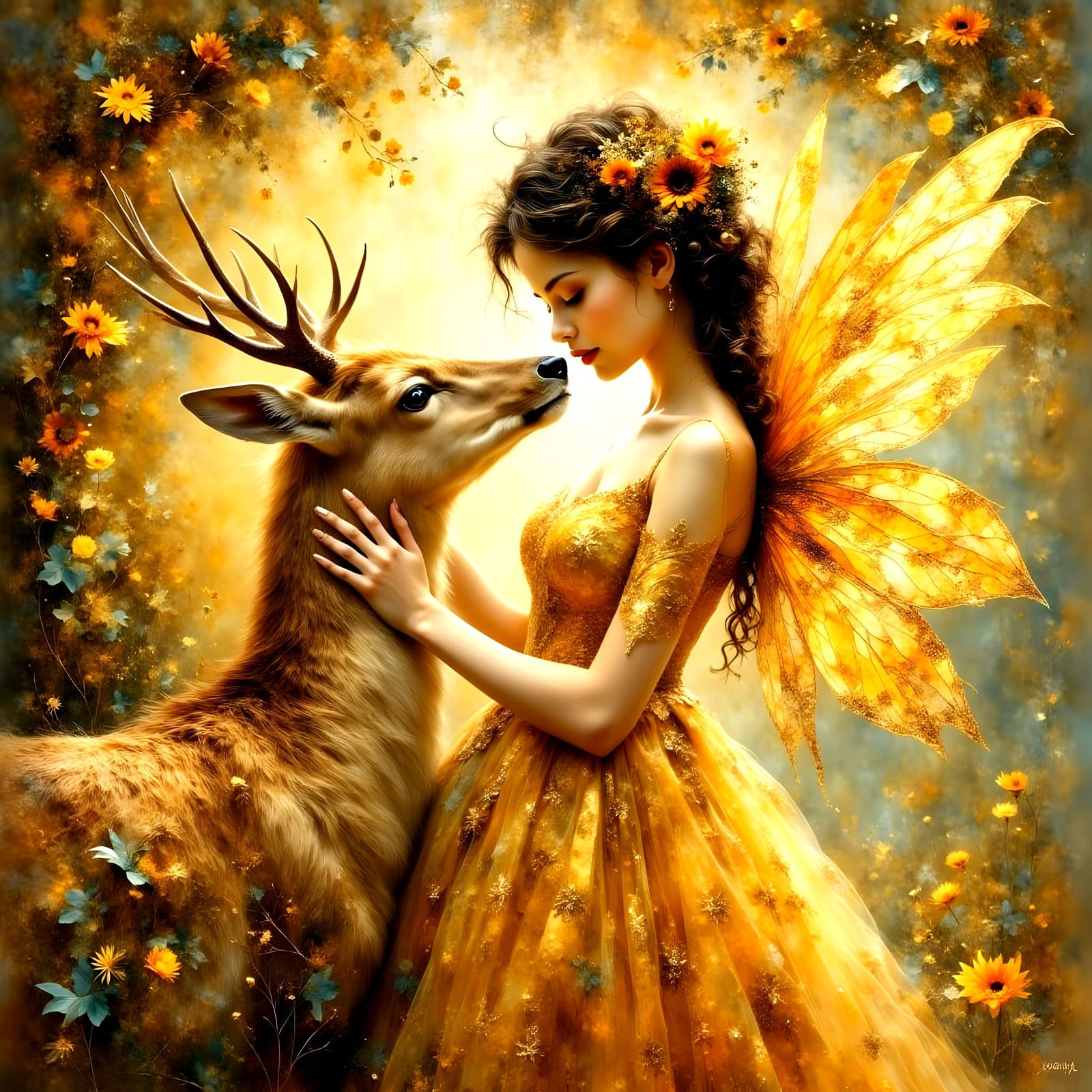 Ethereal Fairy Portrait in Art Nouveau Style