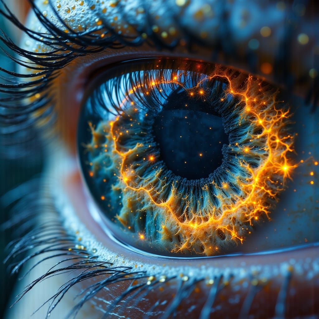 Surreal Close-Up of an Eye With a Galaxy Inside