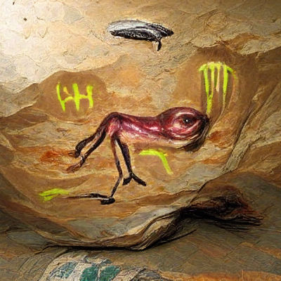 Ancient Cave Painting of an Alien Figure
