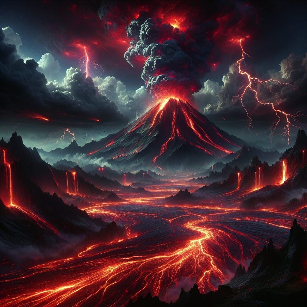 Volcanic Eruption: A Fantastical Matte Painting