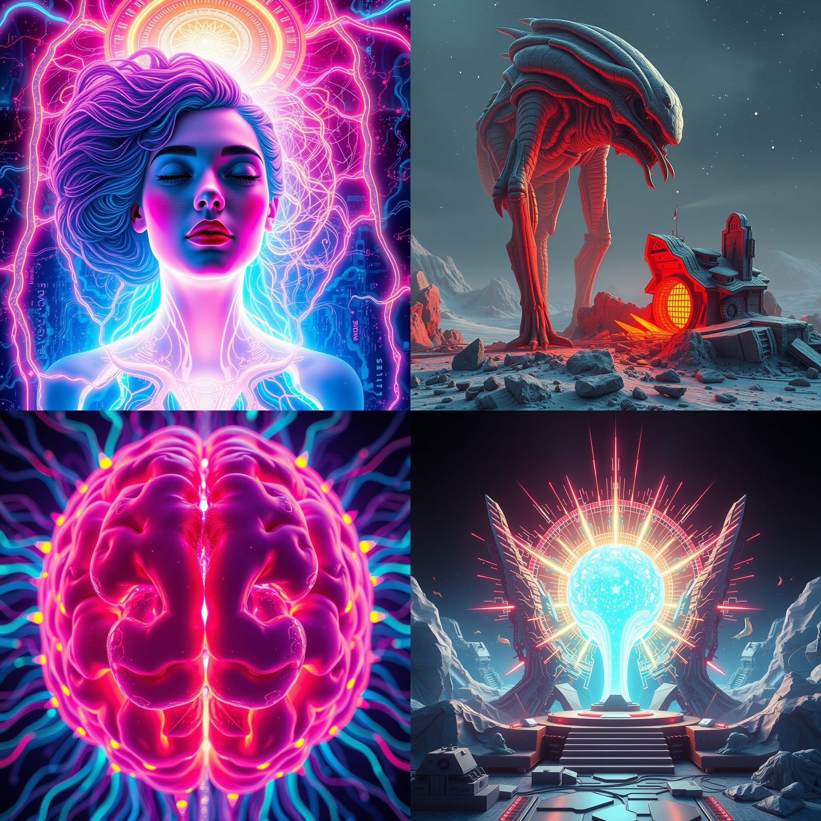 Radiant Abstract Neural Network in Synthwave Style