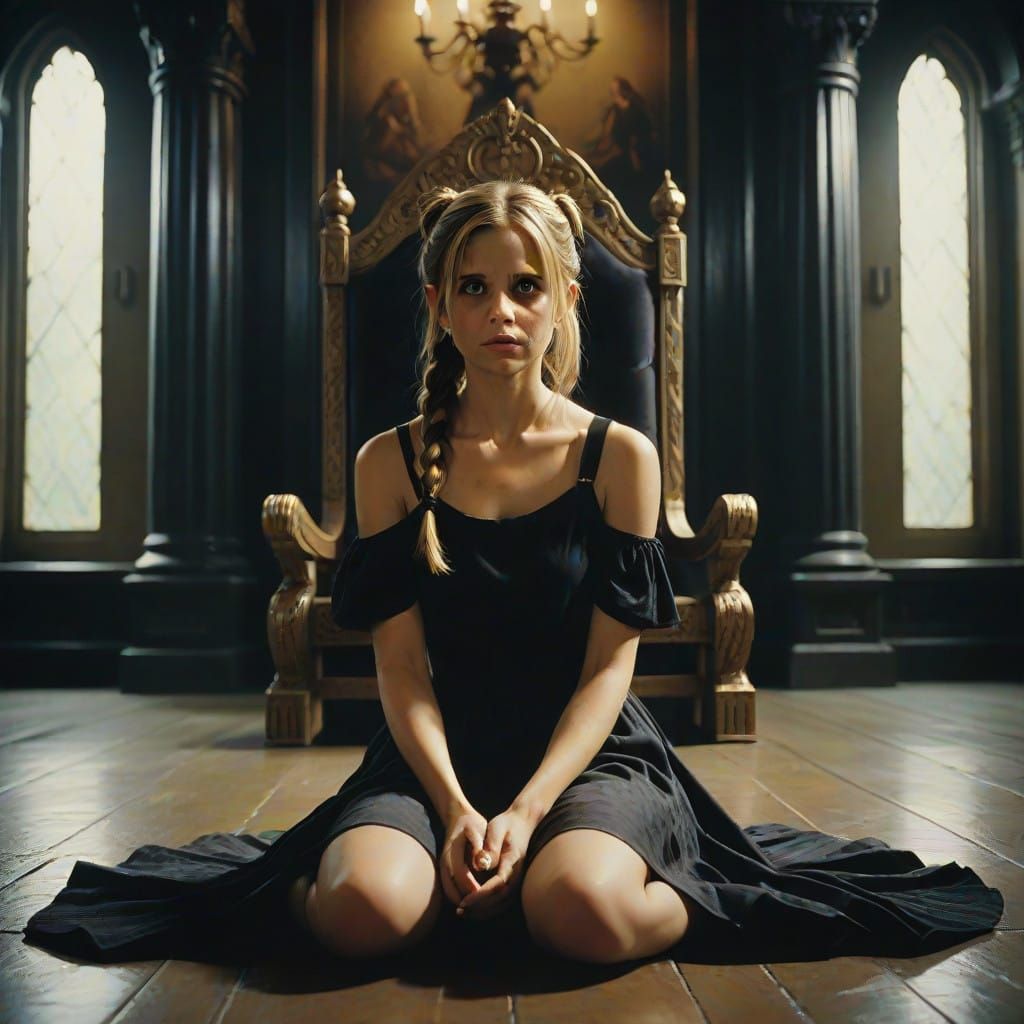 Buffy Summers in a Moody Throne Room Oil Painting