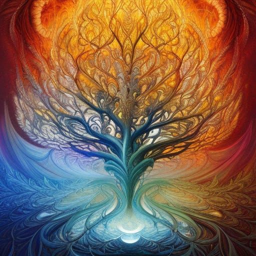 Fiery Tree of Life: Summer Meets Winter