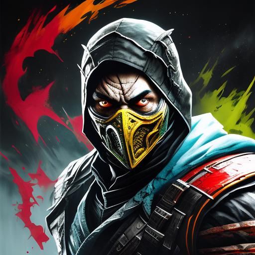 Evil Mortal Kombat Fighter Lorn in Graffiti Art Style