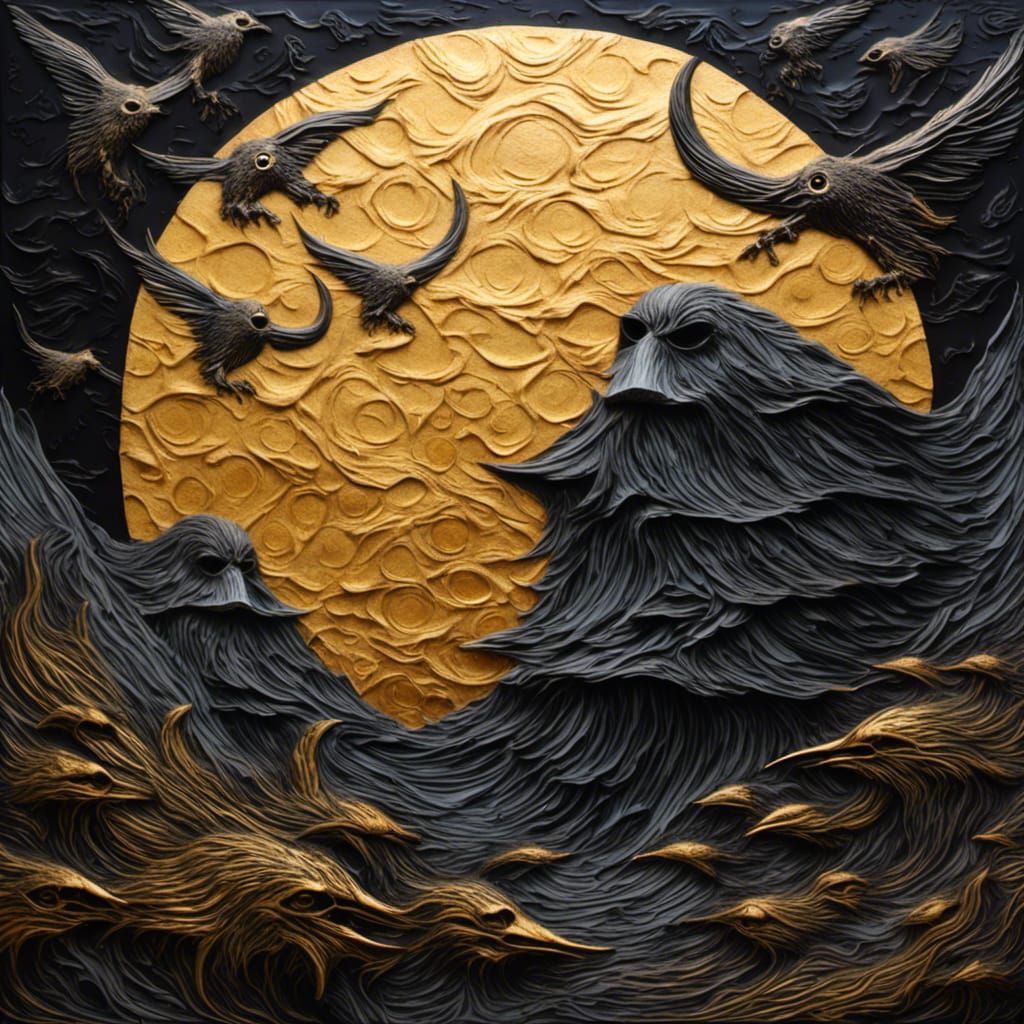 Surreal Animal in Molten Landscape, Palette Knife Painting