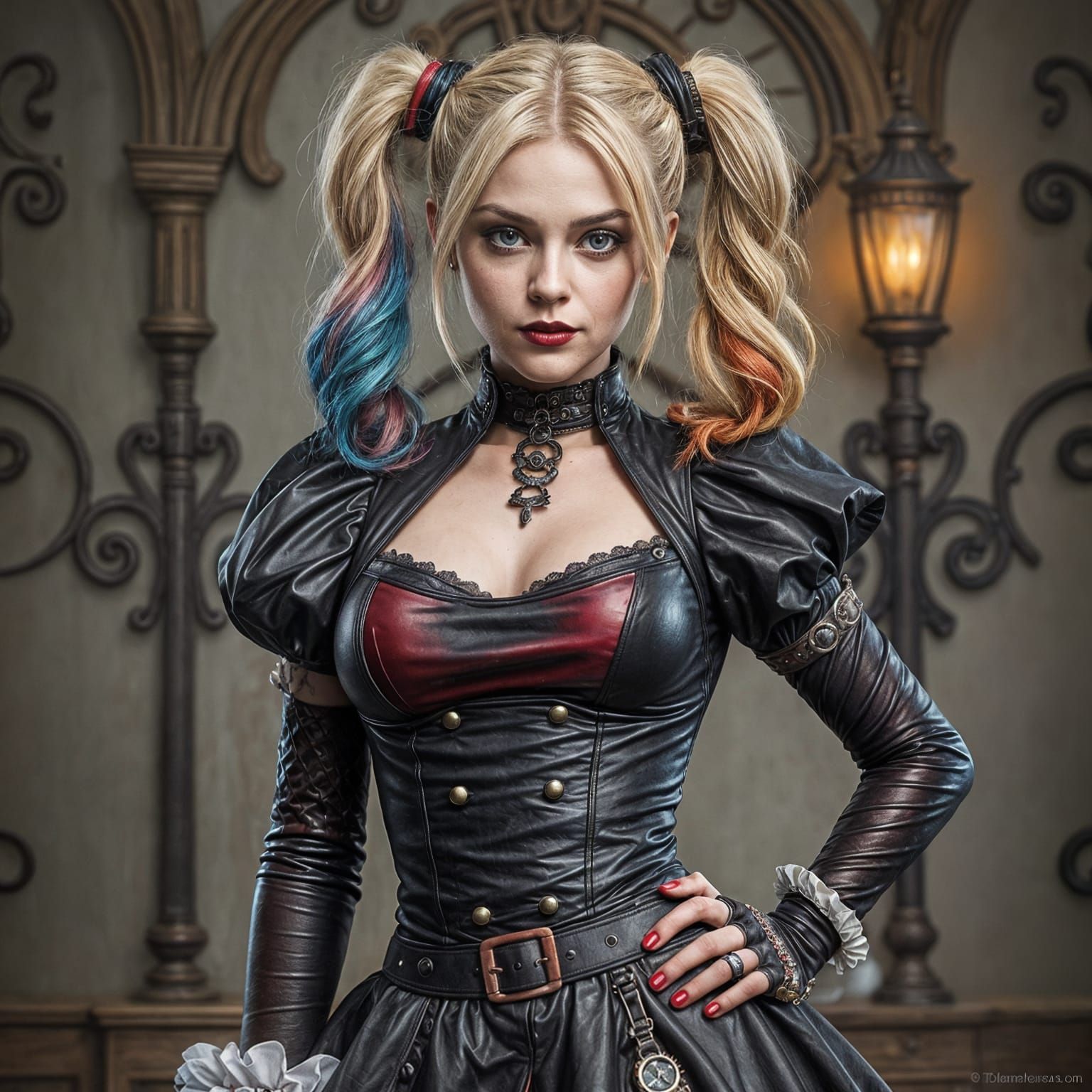 Steampunk Harley Quinn in Victorian Attire
