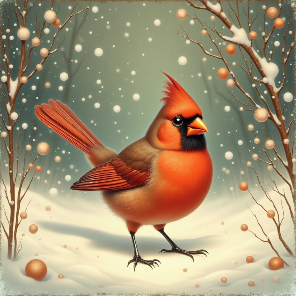 Vintage Cardinal in Rubberhose Cartoon Style