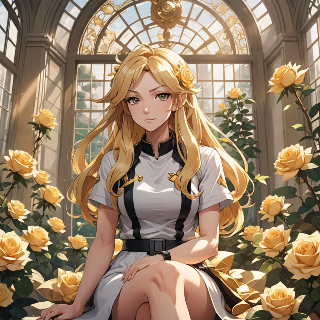 Anime Pokémon Gym Leader with Golden Roses