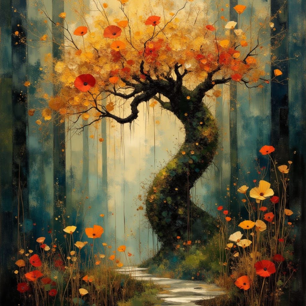 Ethereal Forest Goddess in Earthy, Impressionistic Style