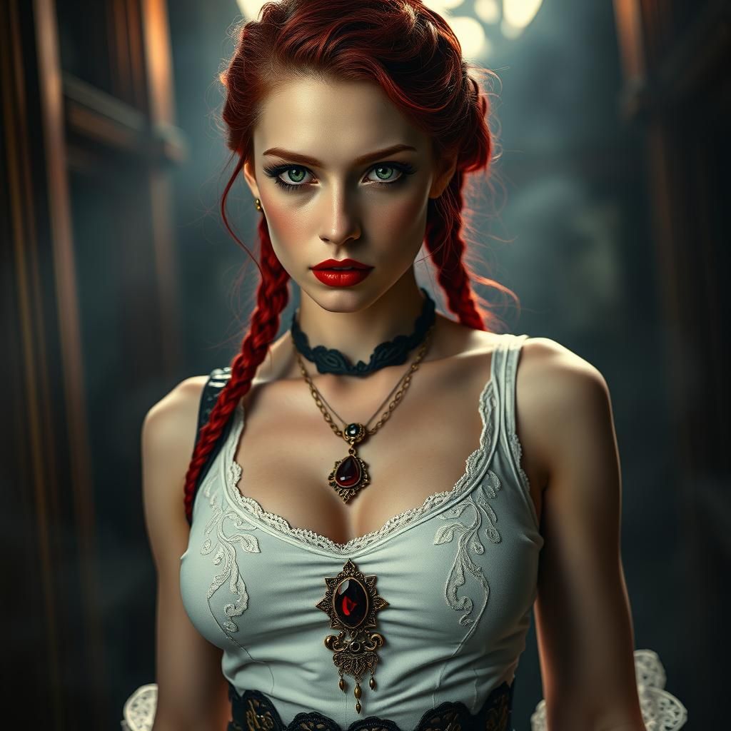 Vampire Woman Portrait in Dark Romanticism Style