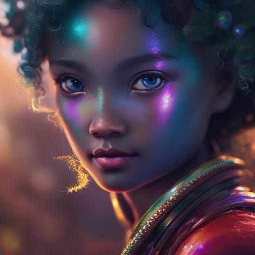 Toddler Watching Meteor Shower as Expressionist Painting