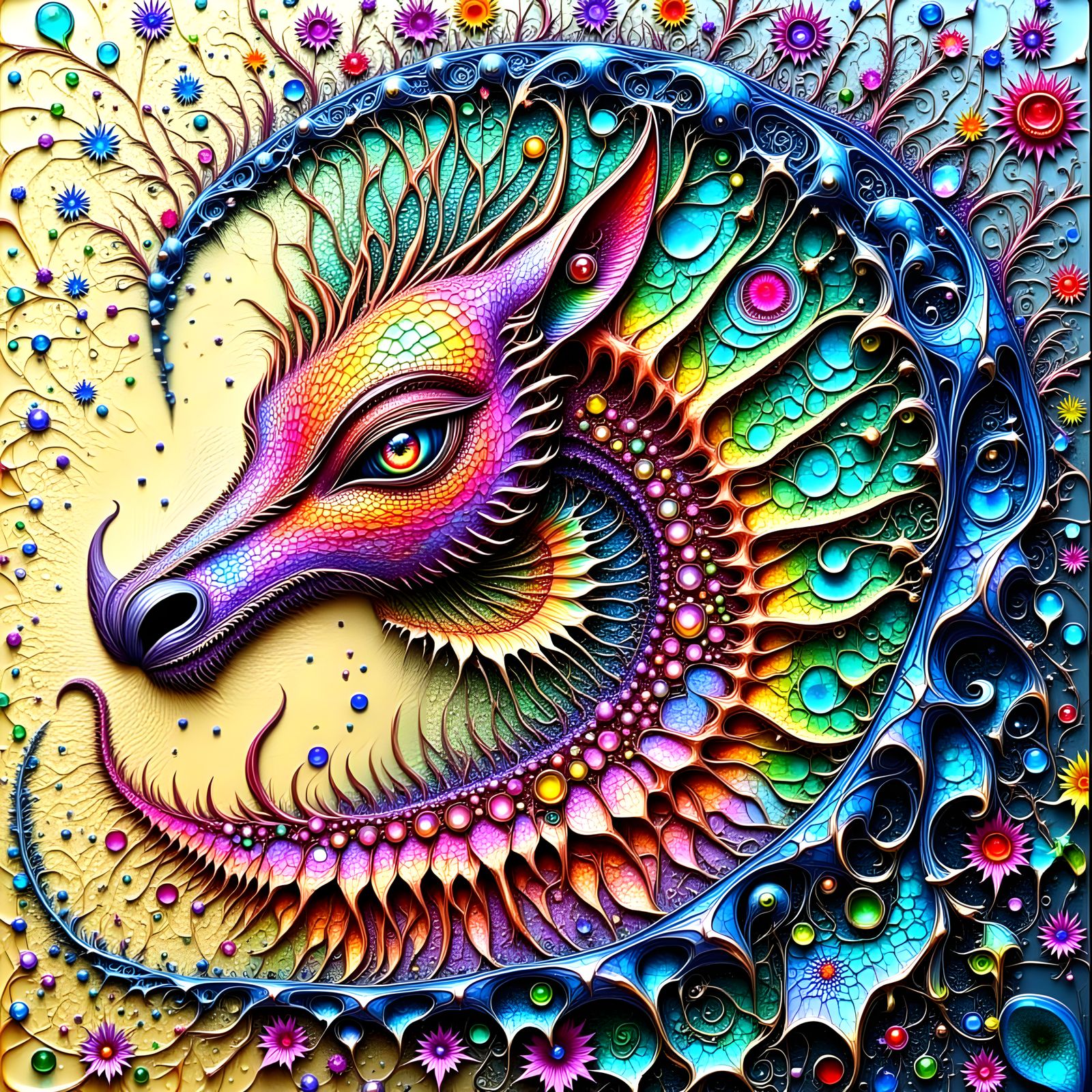 Cosmic Beast Breathing, Spectral Rainbow Colors