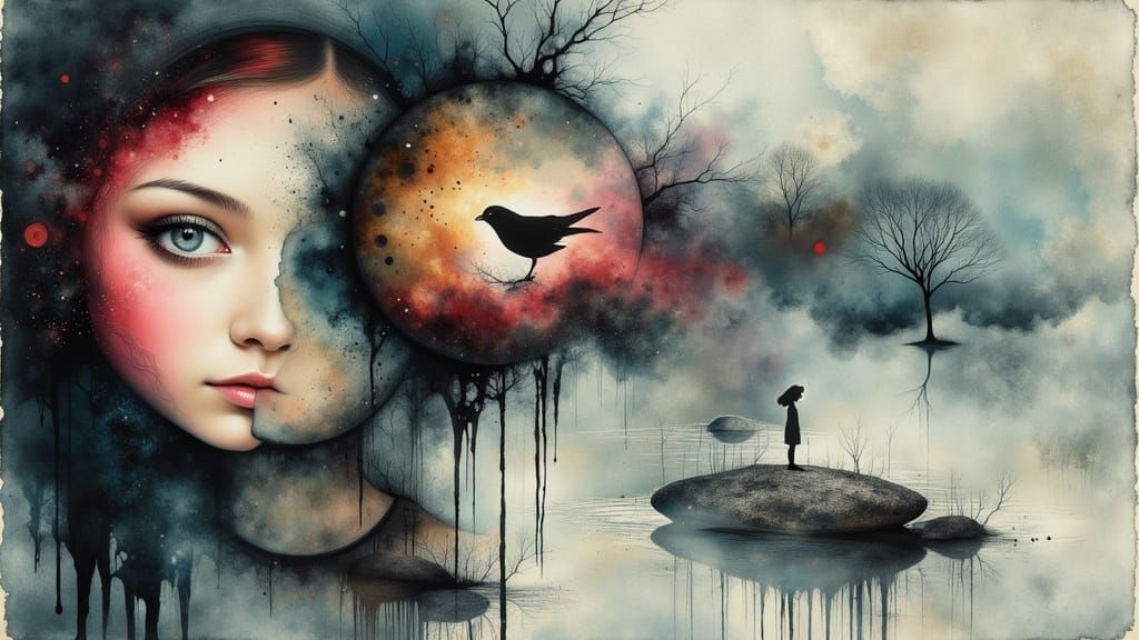 Fractured Reality: Surreal Optical Illusion in Vivid Colors