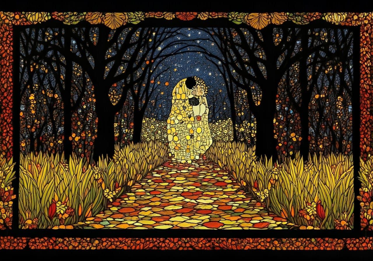 Autumn Dawn in Art Nouveau Style