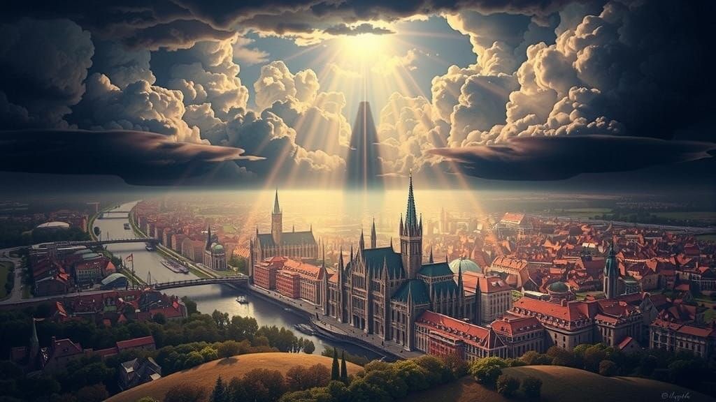 Divine Light Shines on Majestic Medieval City