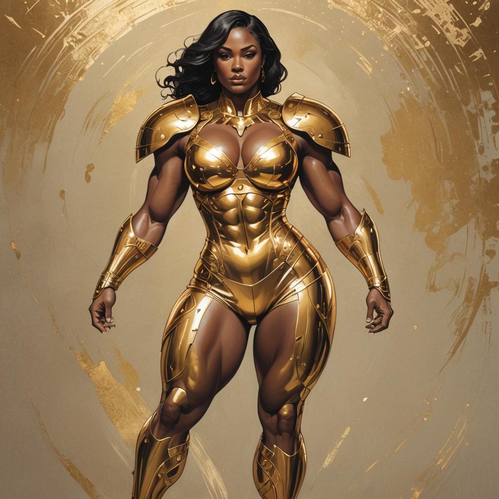 Illustrative Portrait of a Confident Muscular Woman