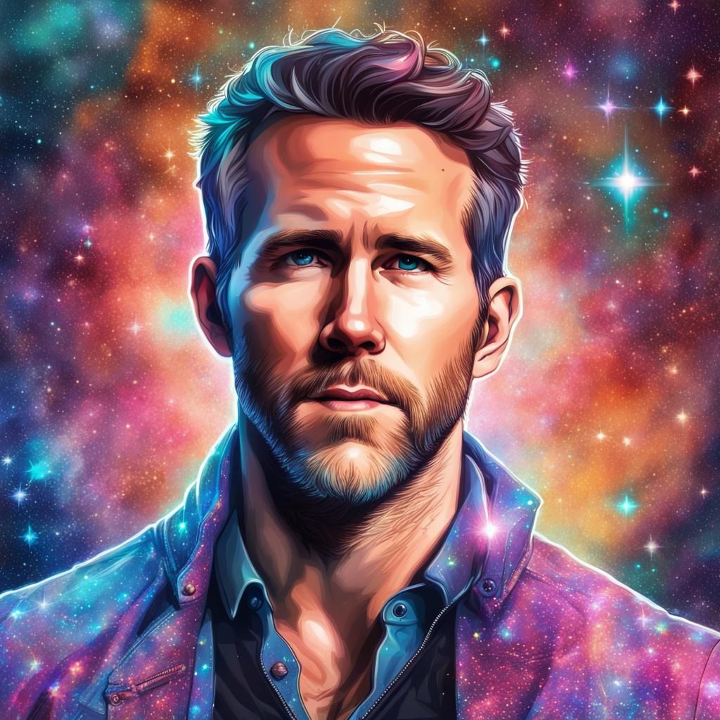 Holographic Astral Portrait in Mixed Media