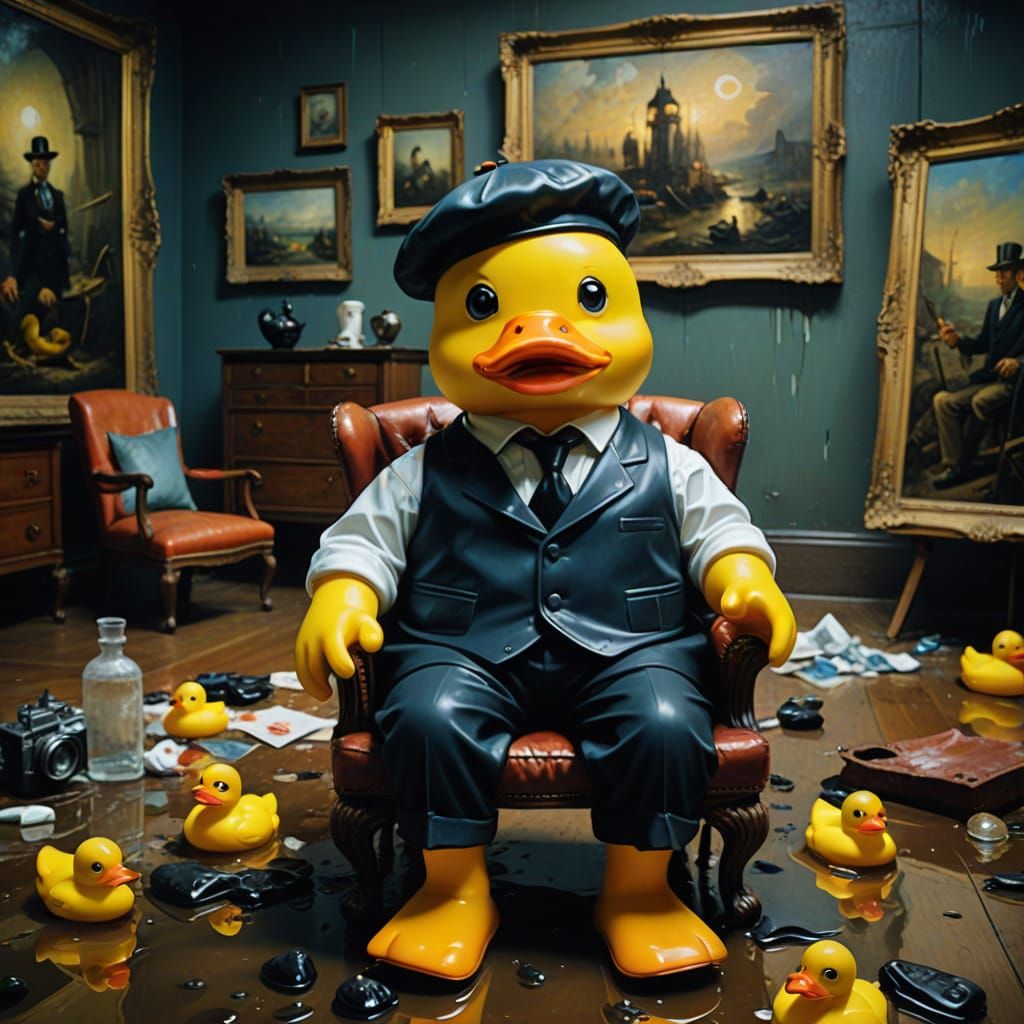 Surreal Rubber Duck in Eerie, Hyper-Realistic Landscape