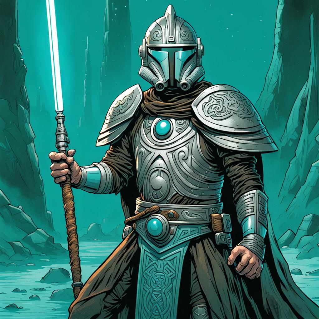 Celtic Warrior-Druid in Star Wars Armor: Comic Book Art