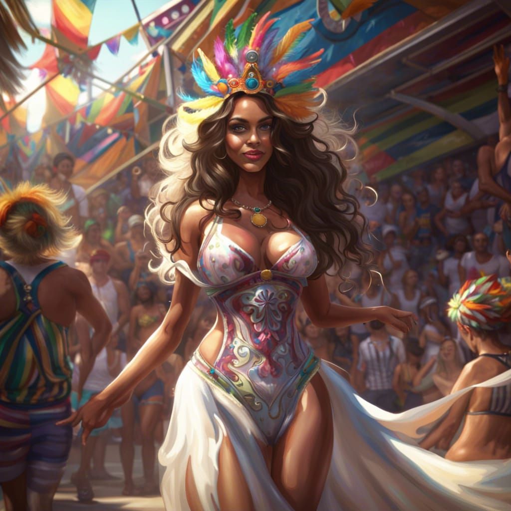 Brazilian Carnival Dancer in Hyperdetailed Digital Art