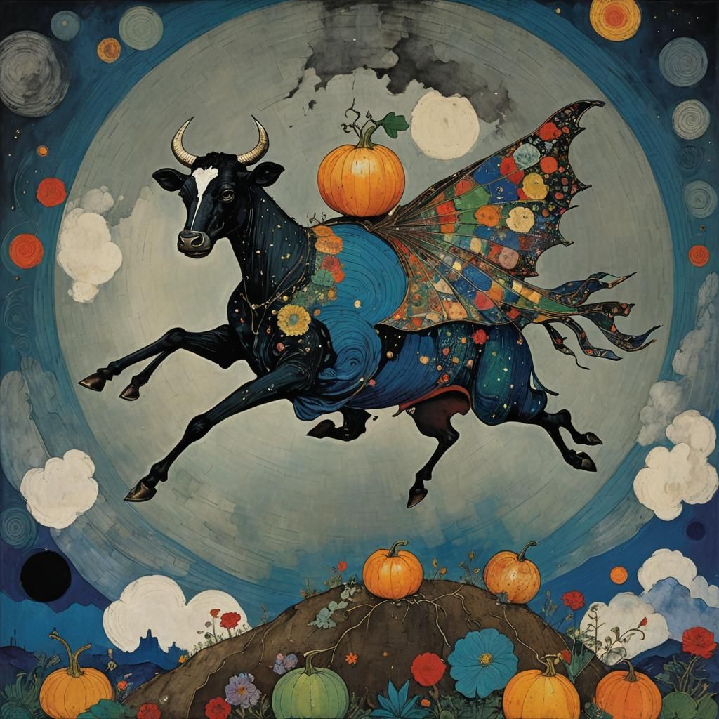 Surreal Gourd in Marbled Textured Paint Style