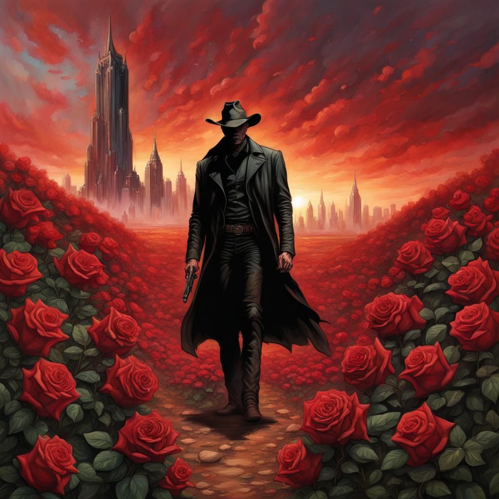 The Dark Tower Surrounded by Roses: Hyperrealistic Concept A...