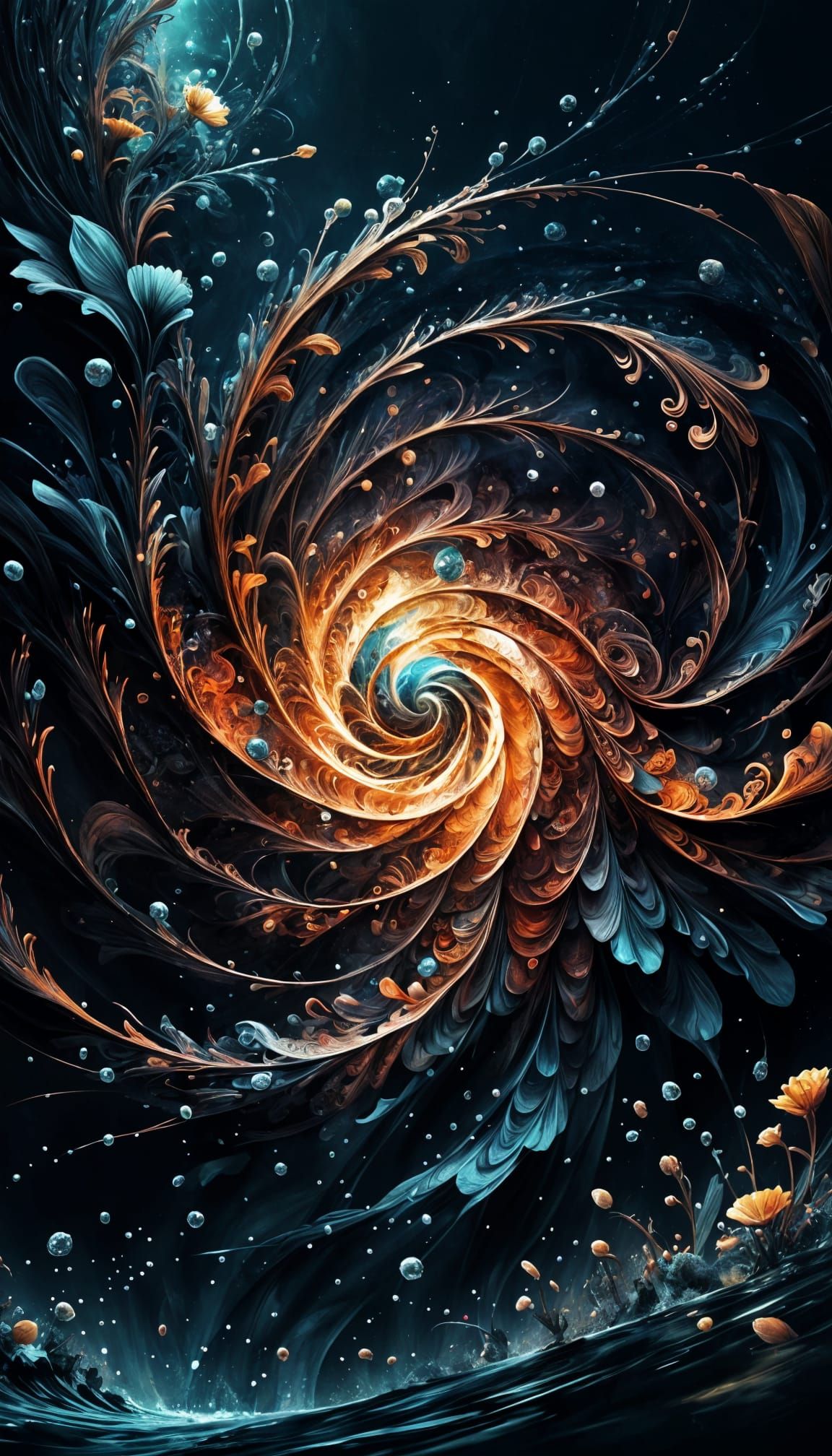 Detailed Underwater Wonderland with Swirling Ornamentals