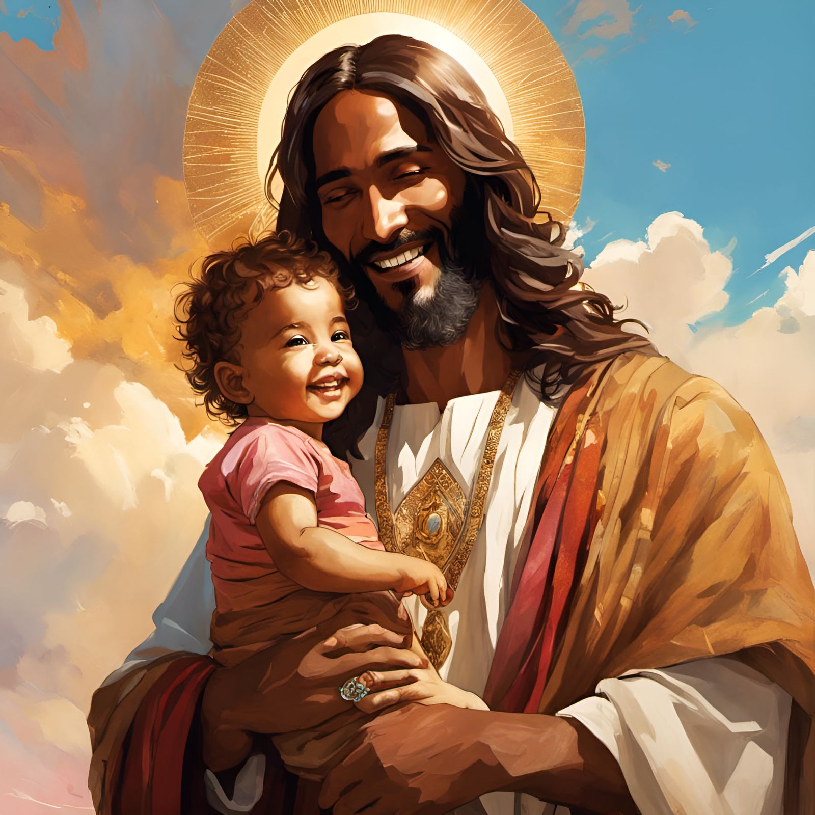 Portrait of Jesus Holding Toddler
