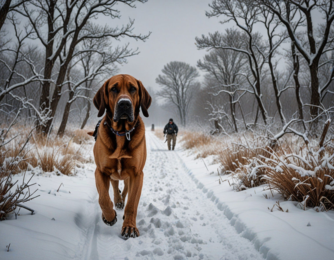 Bloodhound on Winter Track