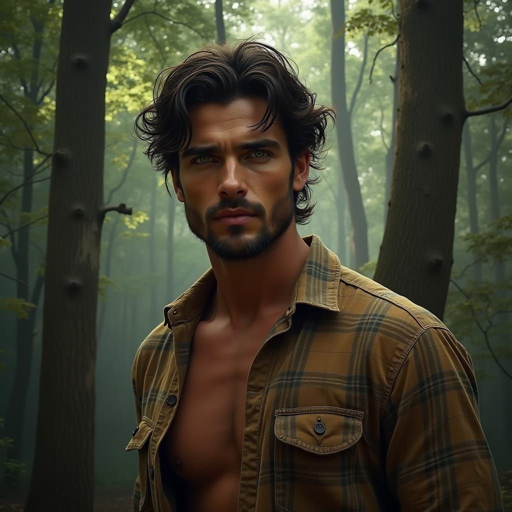 Rugged Explorer in Earthy Woods