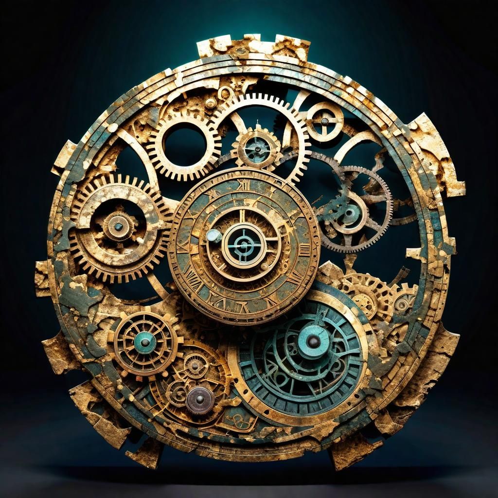 Ancient Greek Antikythera Mechanism with Cosmic Background